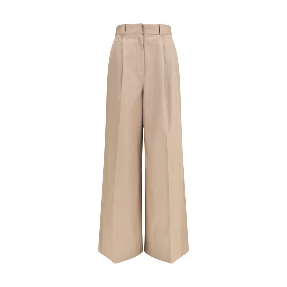 Balenciaga Beige Cotton High-Waisted Flared Pants