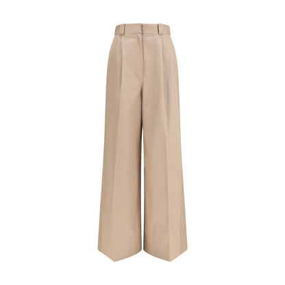 Balenciaga Beige Cotton High-Waisted Flared Pants