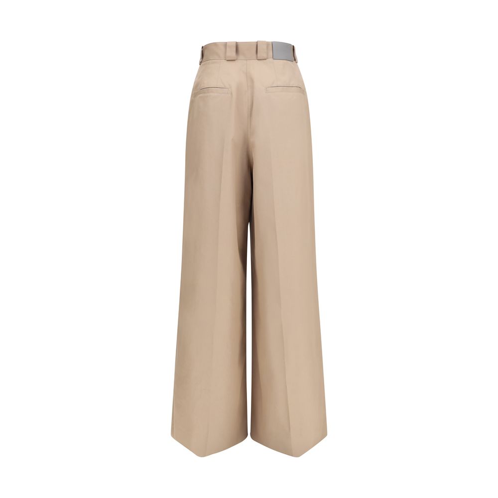 Balenciaga Beige Cotton High-Waisted Flared Pants