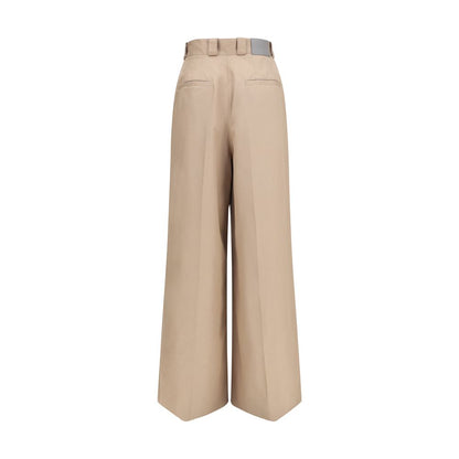 Balenciaga Beige Cotton High-Waisted Flared Pants