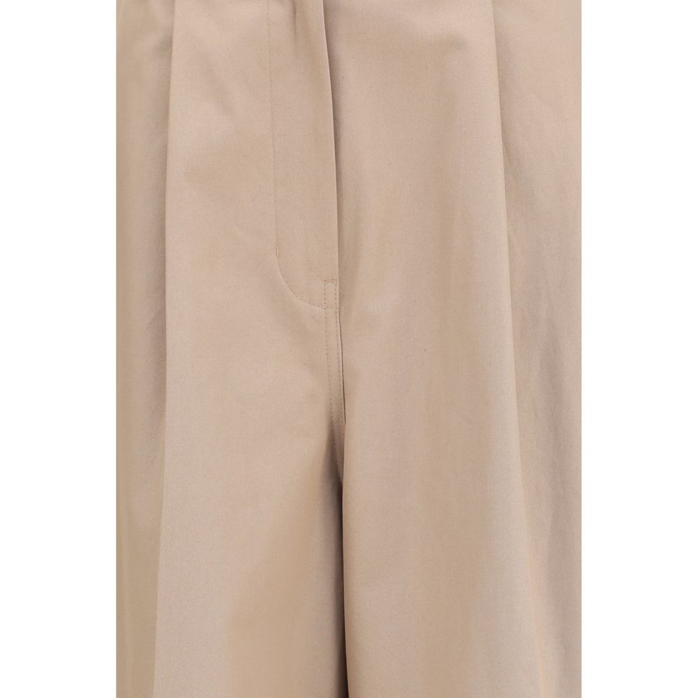 Balenciaga Beige Cotton High-Waisted Flared Pants