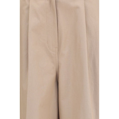 Balenciaga Beige Cotton High-Waisted Flared Pants