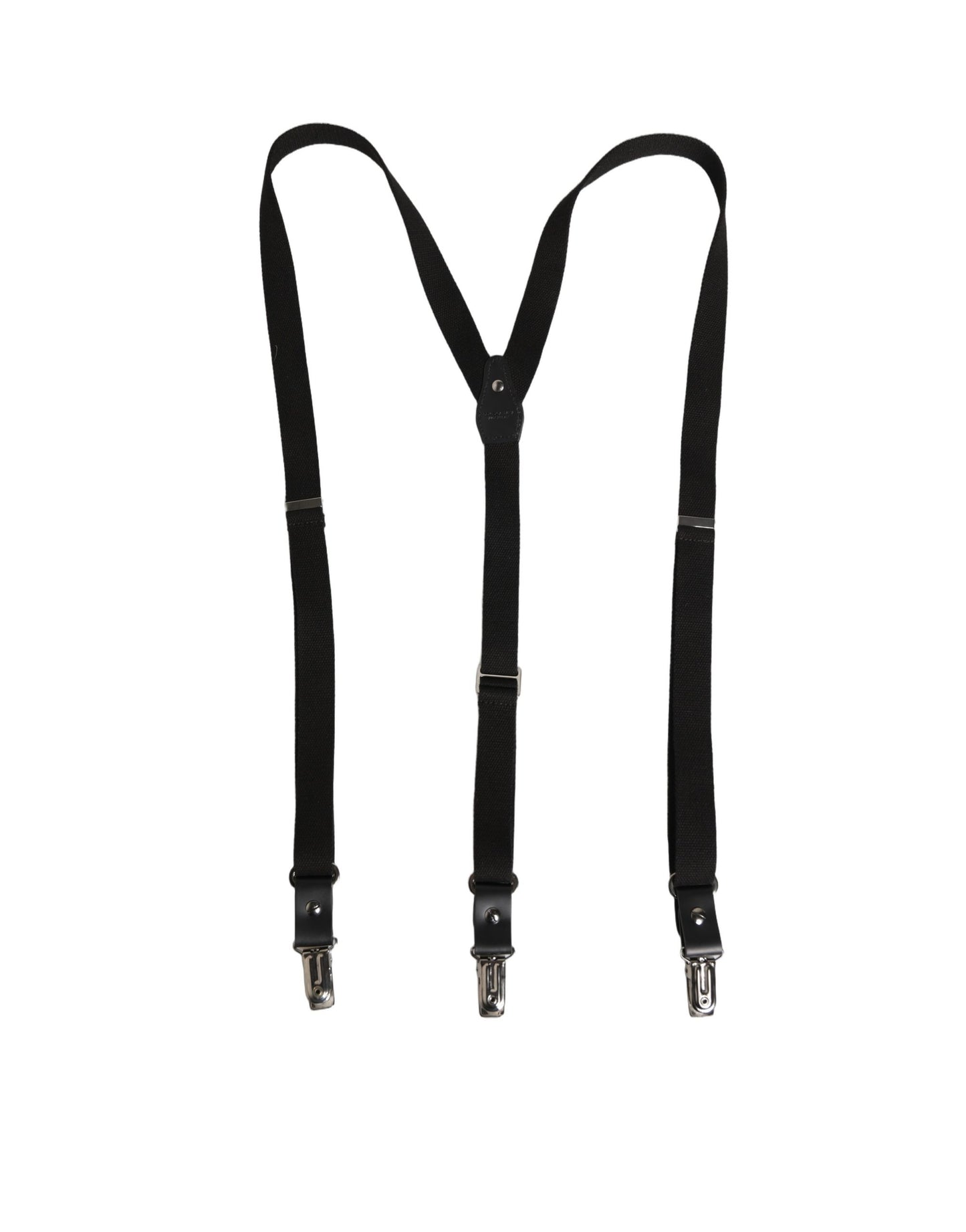 Dolce & Gabbana Black Cotton Leather Y-back Suspender