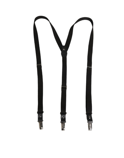 Dolce & Gabbana Black Cotton Leather Y-back Suspender