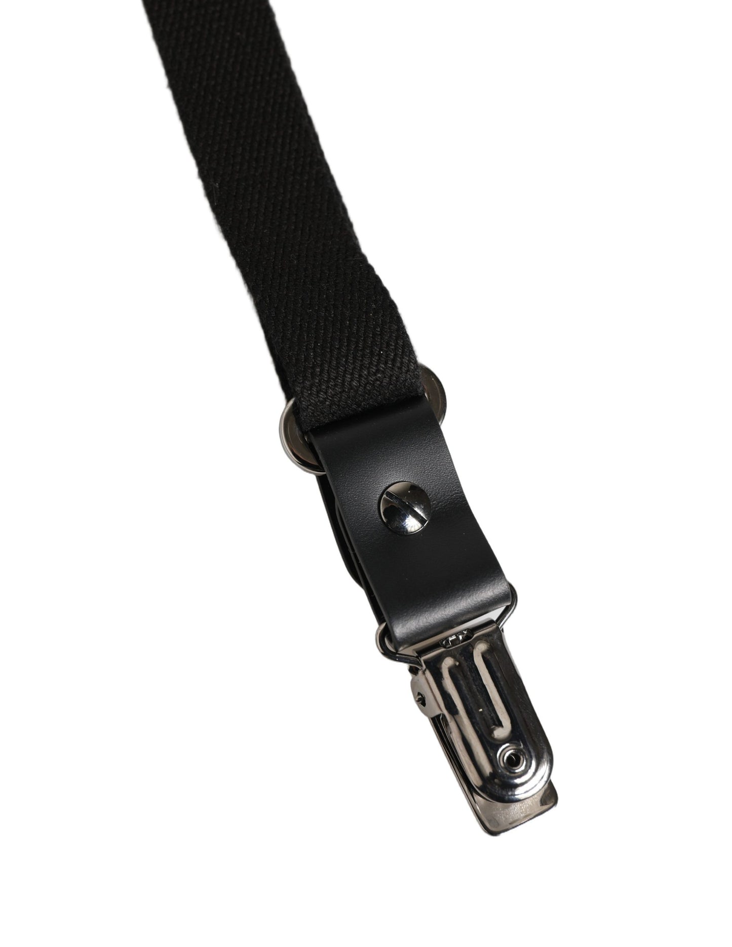 Dolce & Gabbana Black Cotton Leather Y-back Suspender