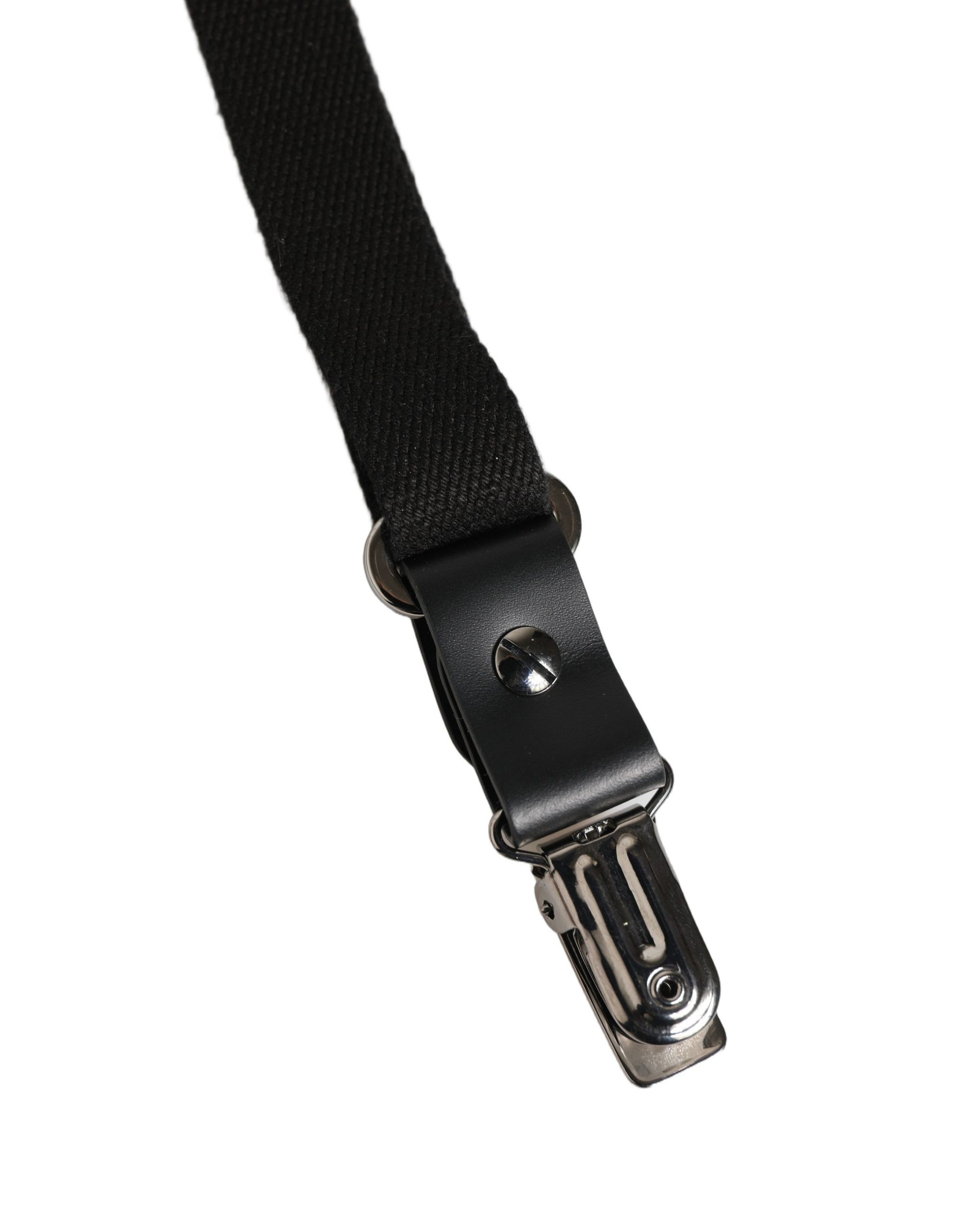 Dolce & Gabbana Black Cotton Leather Y-back Suspender
