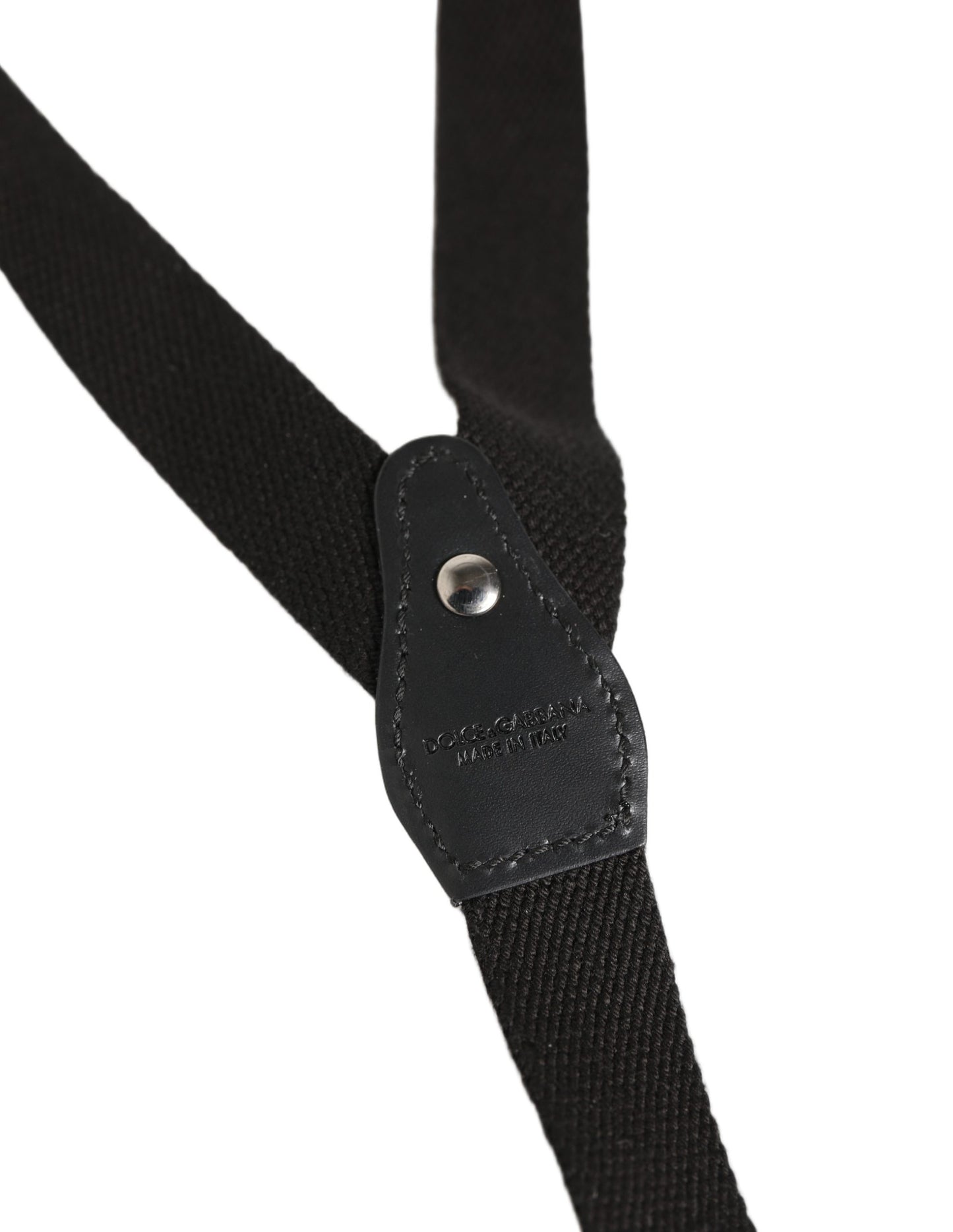 Dolce & Gabbana Black Cotton Leather Y-back Suspender