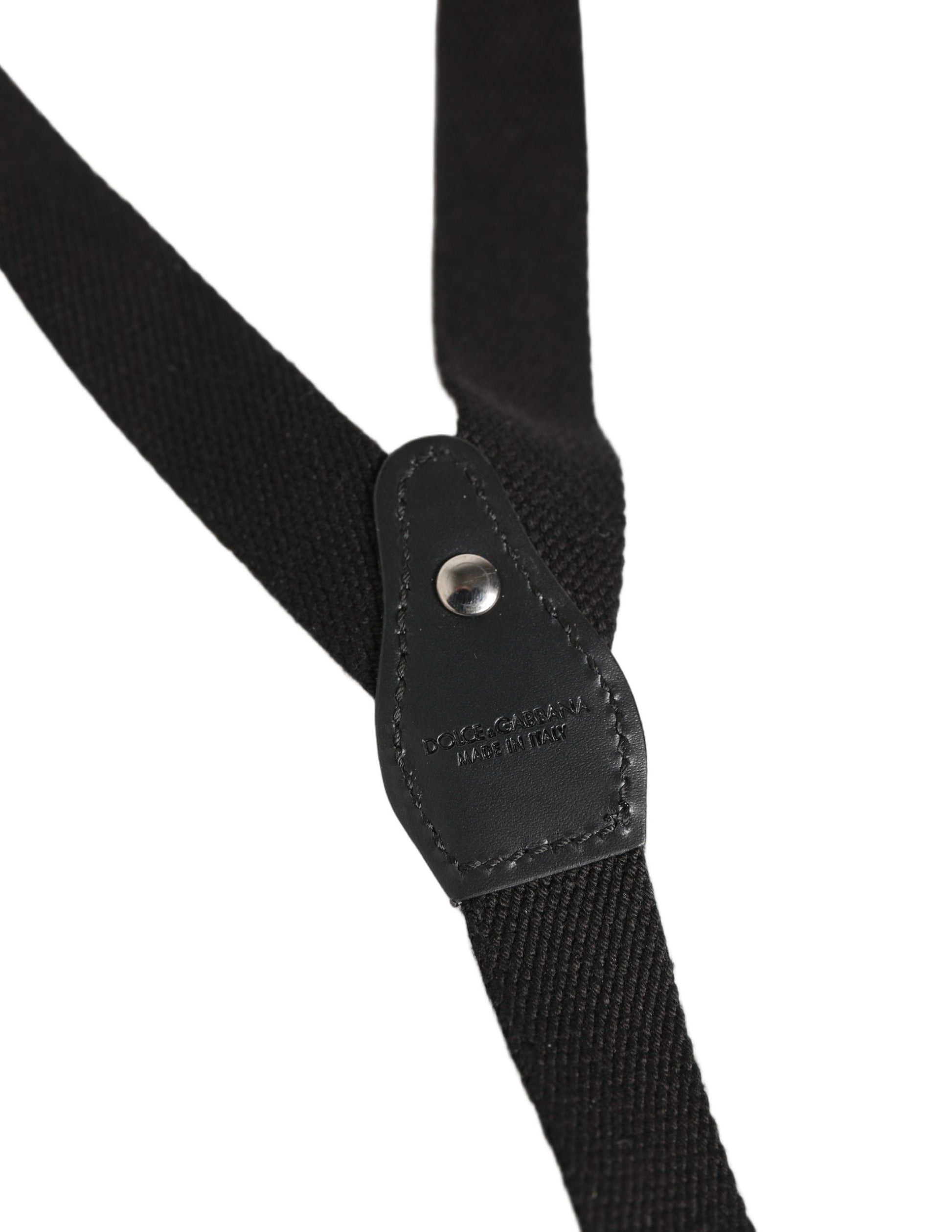 Dolce & Gabbana Black Cotton Leather Y-back Suspender