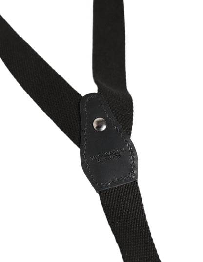 Dolce & Gabbana Black Cotton Leather Y-back Suspender