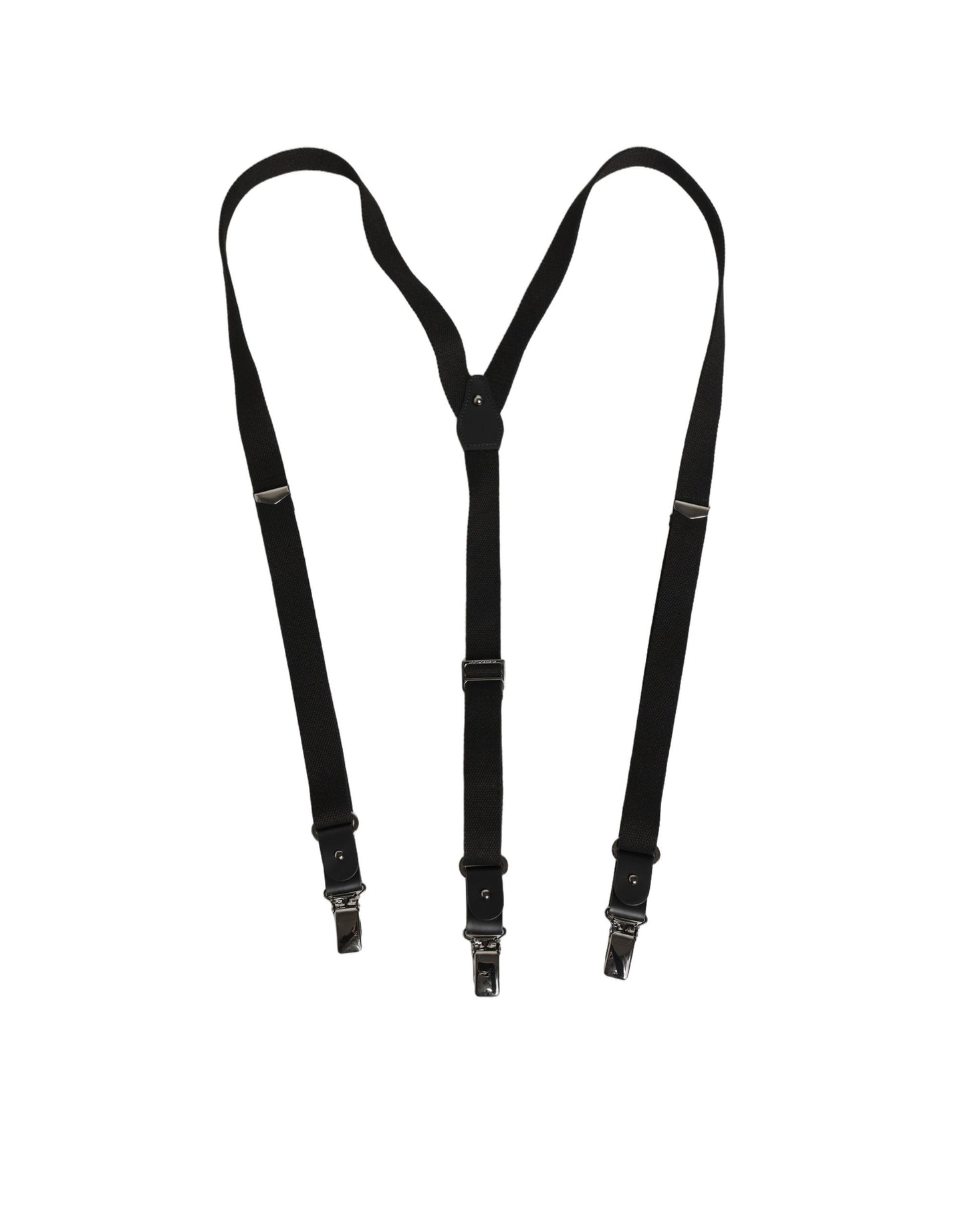 Dolce & Gabbana Black Cotton Leather Y-back Suspender