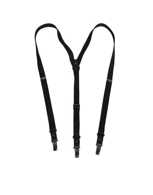 Dolce & Gabbana Black Cotton Leather Y-back Suspender