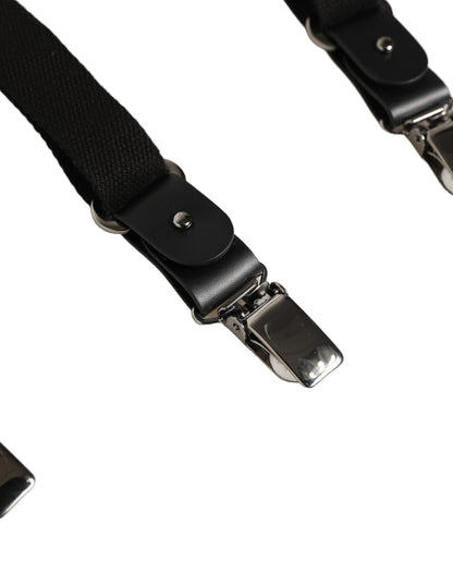 Dolce & Gabbana Black Cotton Leather Y-back Suspender