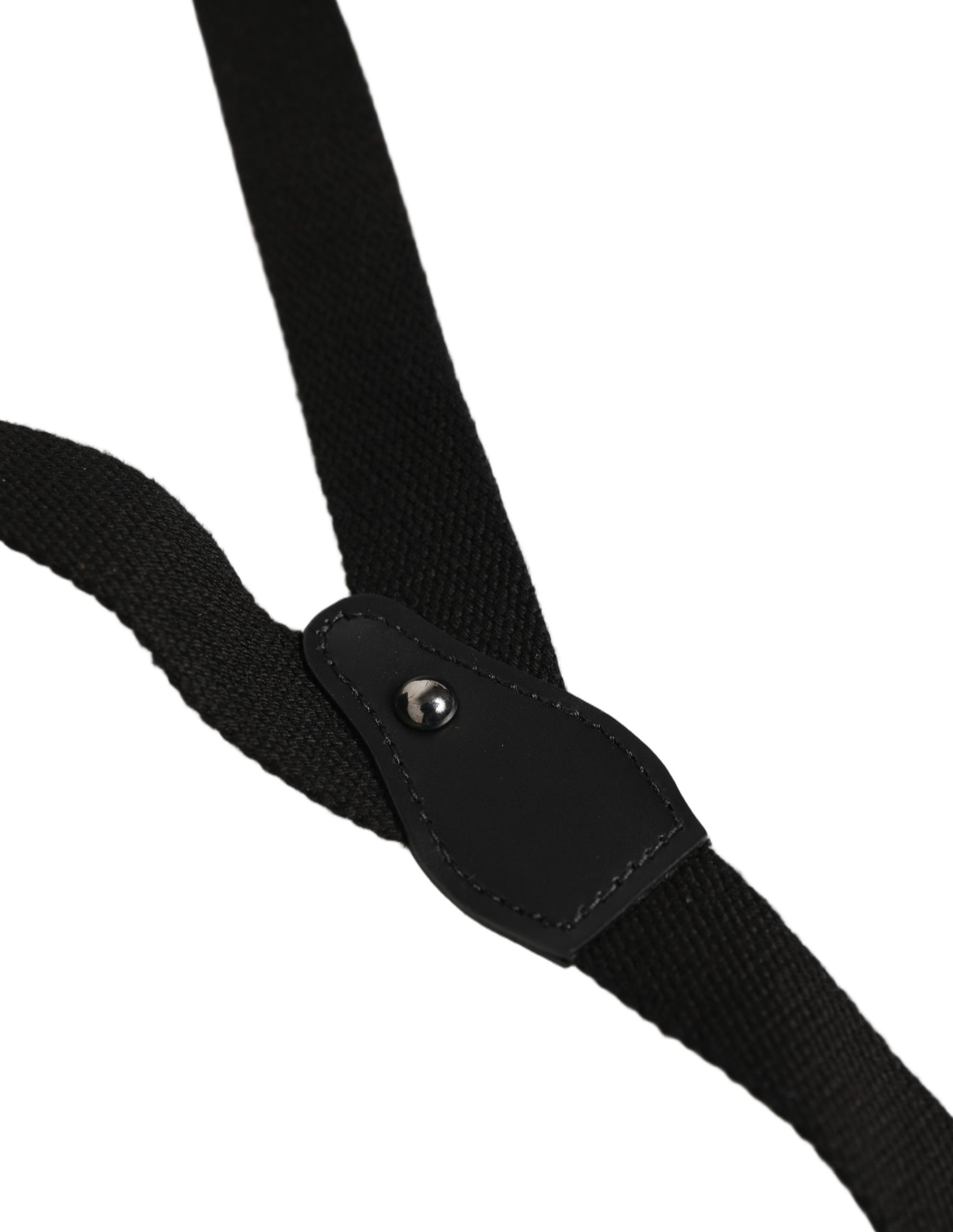 Dolce & Gabbana Black Cotton Leather Y-back Suspender
