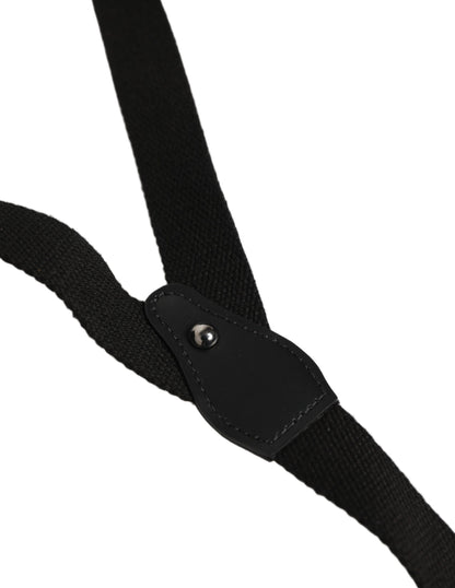 Dolce & Gabbana Black Cotton Leather Y-back Suspender