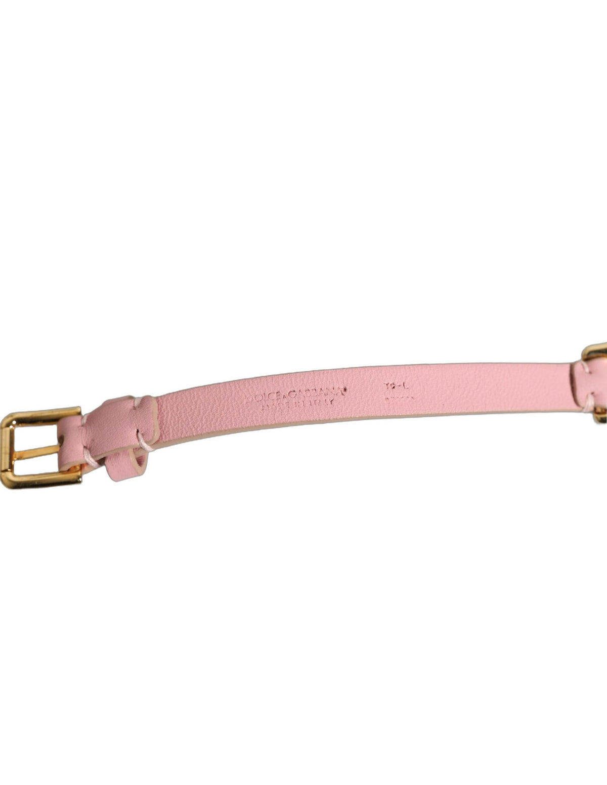 Dolce & Gabbana Pink Leather Crystal Chain Embellished Belt
