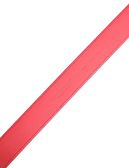 Dolce & Gabbana Pink Lambskin Leather Belt with Silver Metal Buckle