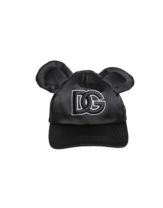 Dolce & Gabbana Men's Black Velvet Animal Ears Baseball Cap Hat