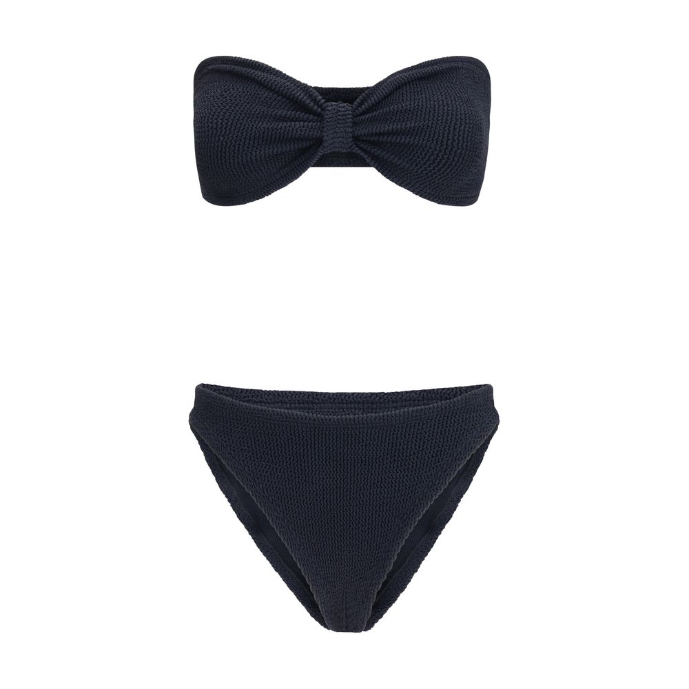 Hunza G Black Jean Strapless Crinkle Bikini