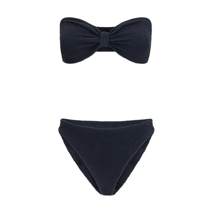 Hunza G Black Jean Strapless Crinkle Bikini