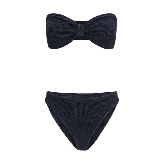 Hunza G Black Jean Strapless Crinkle Bikini