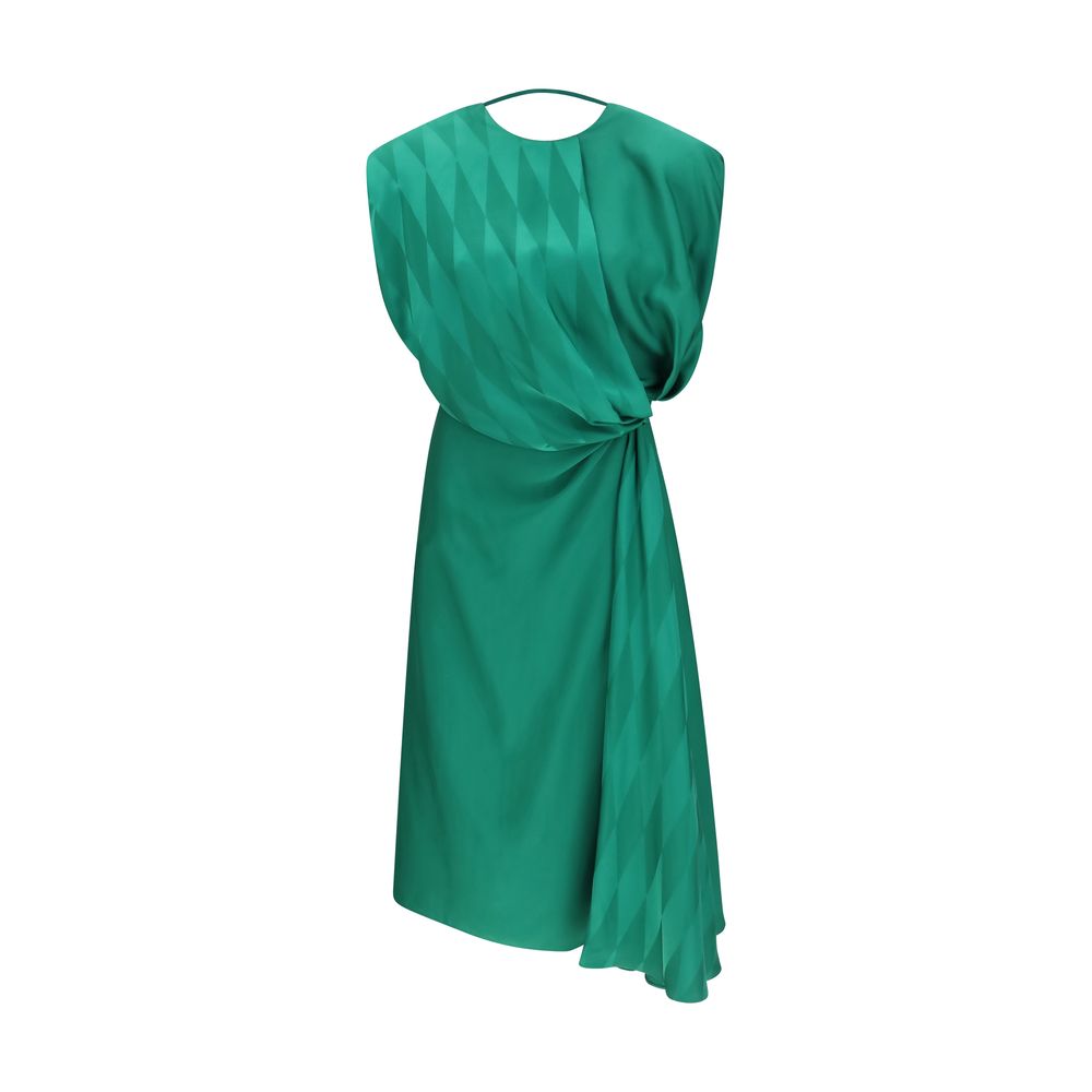 Versace Green Silk Satin Midi Twist Dress