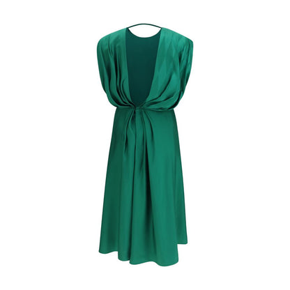 Versace Green Silk Satin Midi Twist Dress