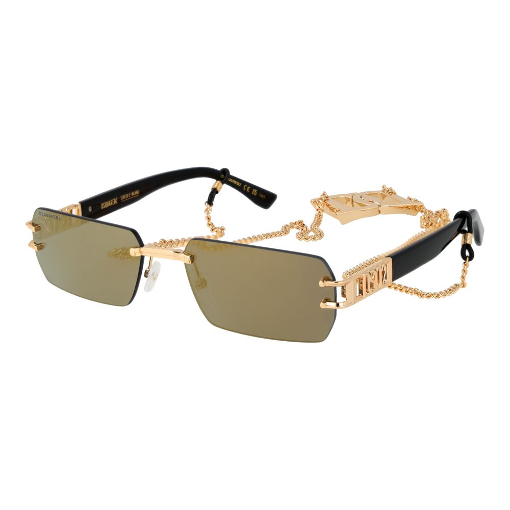 Dsquared² Men’s Sunglasses – Gold Rimless Frame, Blue Mirrored Lenses