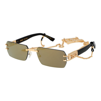 Dsquared² Men’s Sunglasses – Gold Rimless Frame, Blue Mirrored Lenses