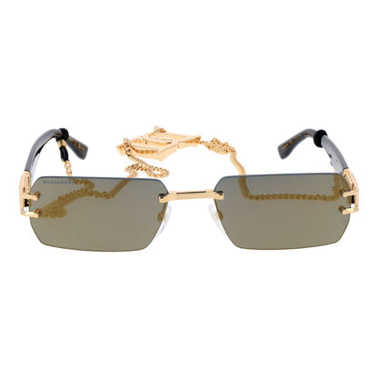 Dsquared² Men’s Sunglasses – Gold Rimless Frame, Blue Mirrored Lenses