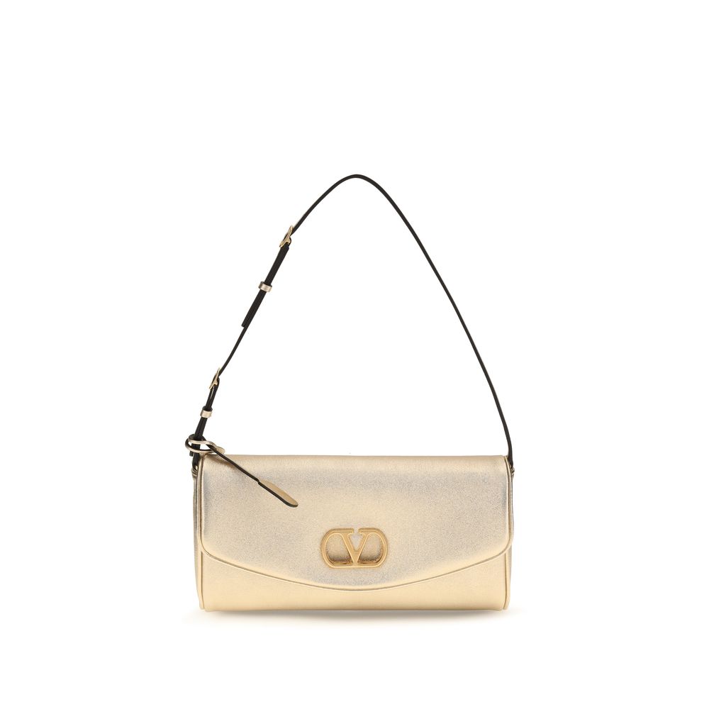 Valentino Garavani Gold Small DeVain Leather Shoulder Bag