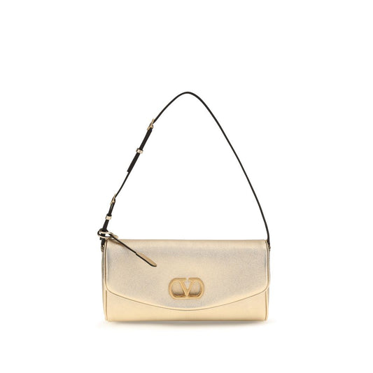 Valentino Garavani Gold Small DeVain Leather Shoulder Bag