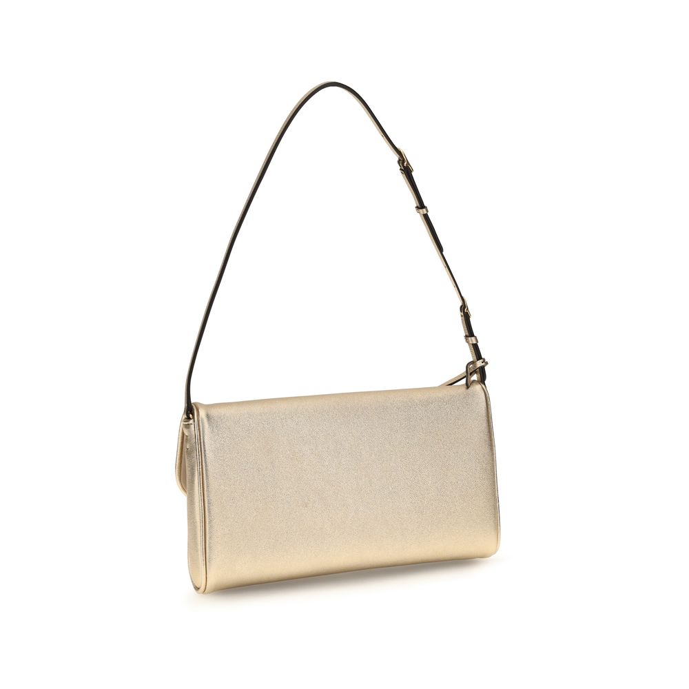 Valentino Garavani Gold Small DeVain Leather Shoulder Bag