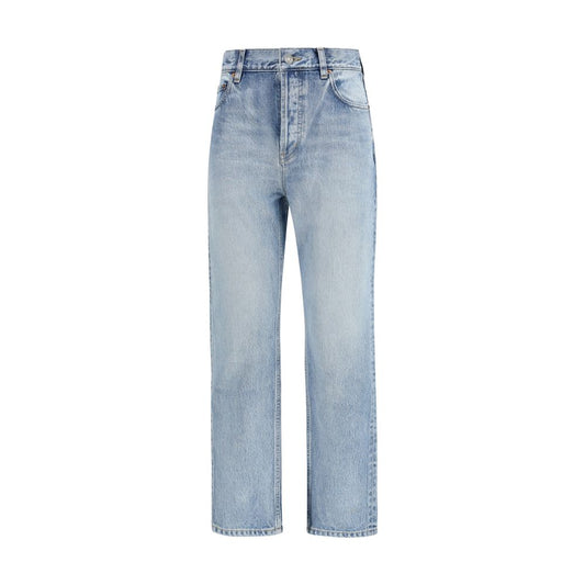 Saint Laurent Blue Cotton South 90s Cropped Denim Jeans