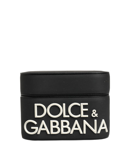 Dolce & Gabbana Black PVC Embossed Logo Flip Holder for Women Airpods