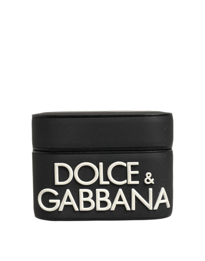 Dolce & Gabbana Black PVC Embossed Logo Flip Holder for Women Airpods