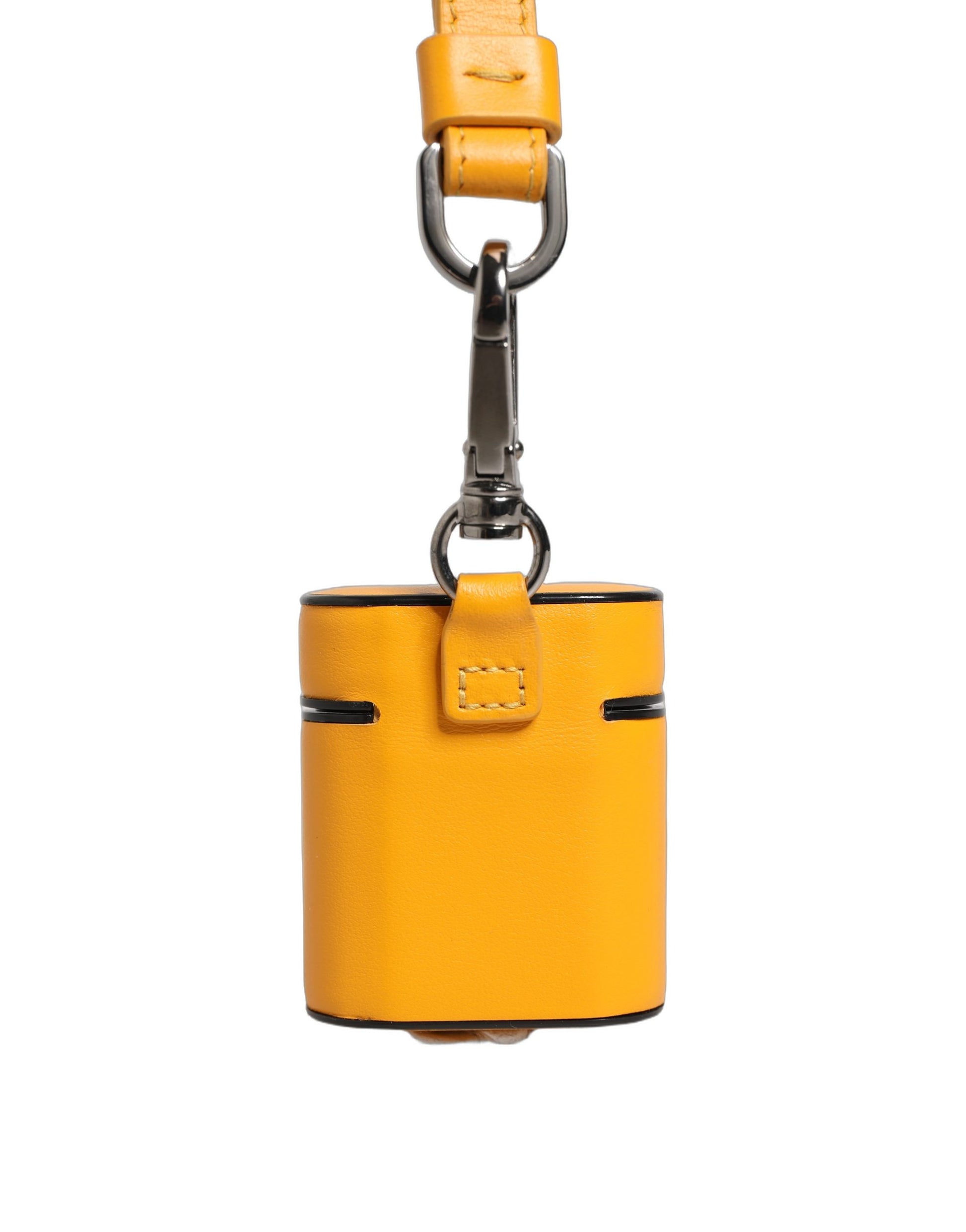 Dolce & Gabbana Yellow Calf Leather Logo Flip Holder Strap AirPods Case
