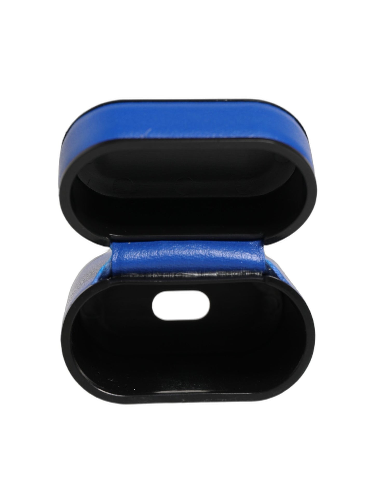 Dolce & Gabbana Blue Calf Leather Logo Flip Holder Strap AirPods Case