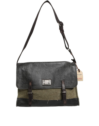 Dolce & Gabbana Military Green Two Tone Messenger Shoulder Bag for Men