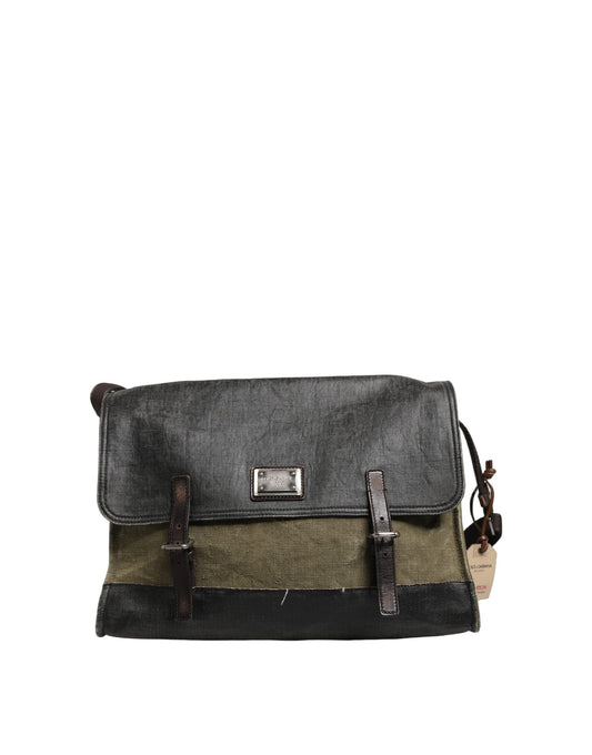 Dolce & Gabbana Military Green Two Tone Messenger Shoulder Bag for Men