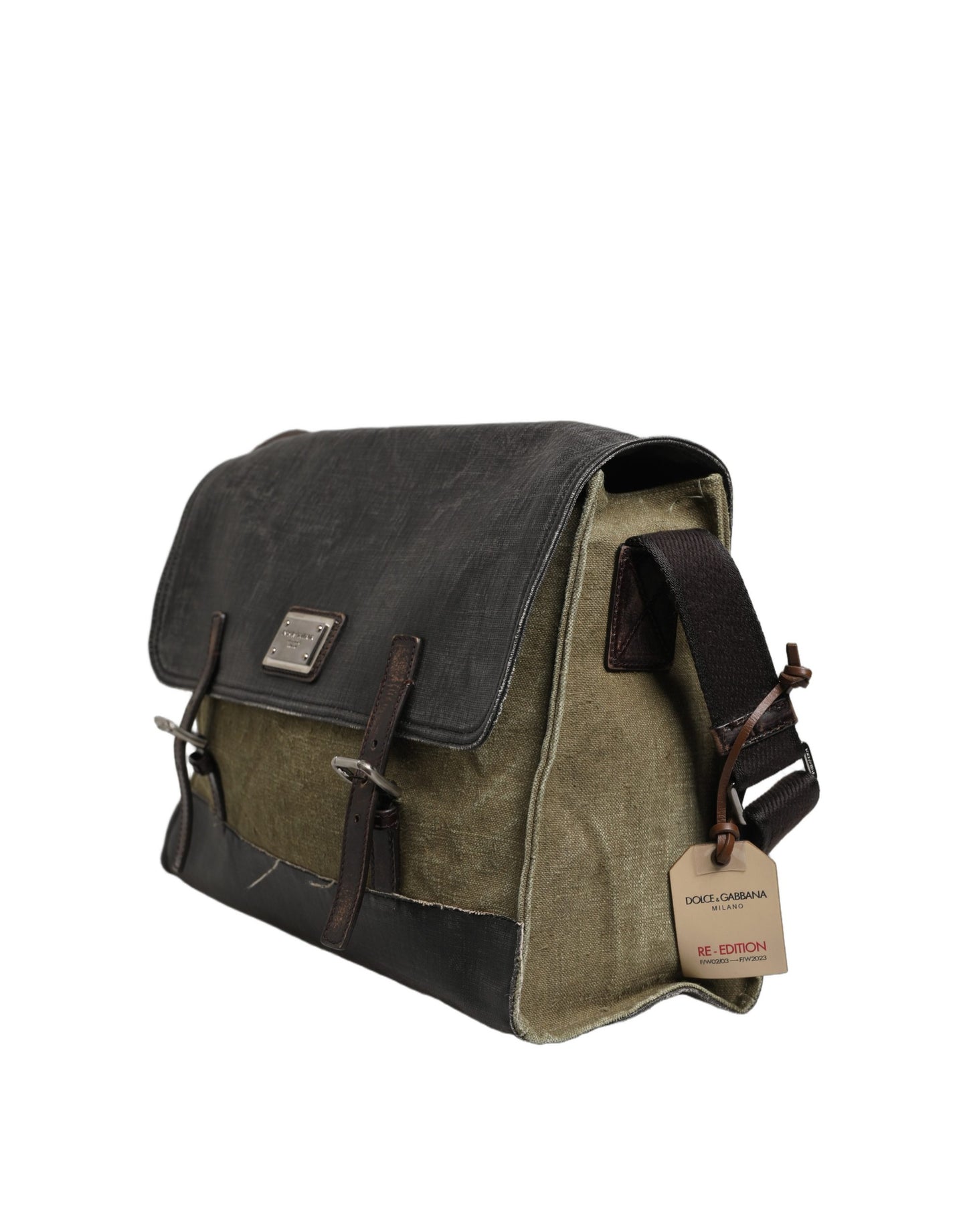 Dolce & Gabbana Military Green Two Tone Messenger Shoulder Bag for Men