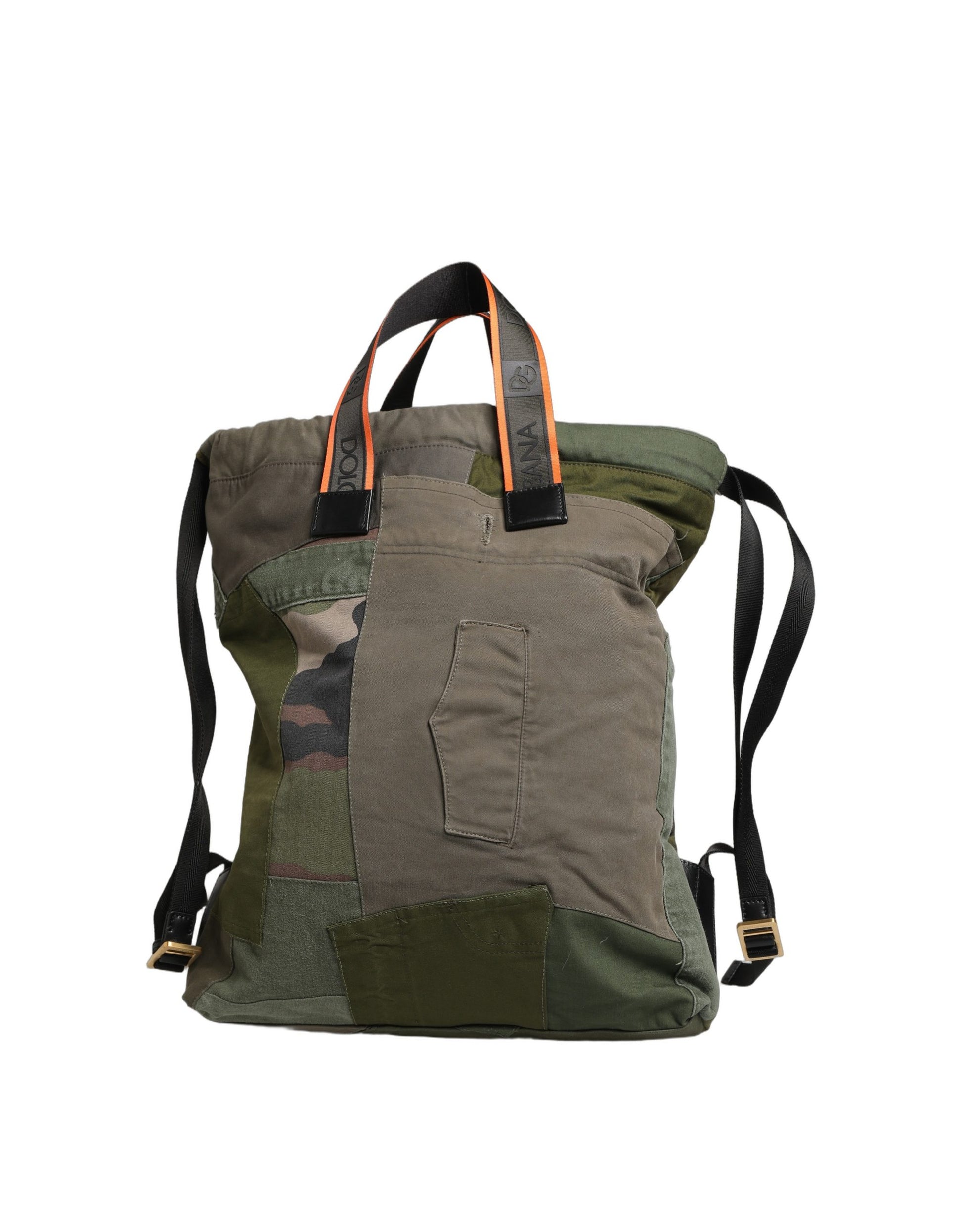 Dolce & Gabbana Military Green Patchwork Rucksack Backpack
