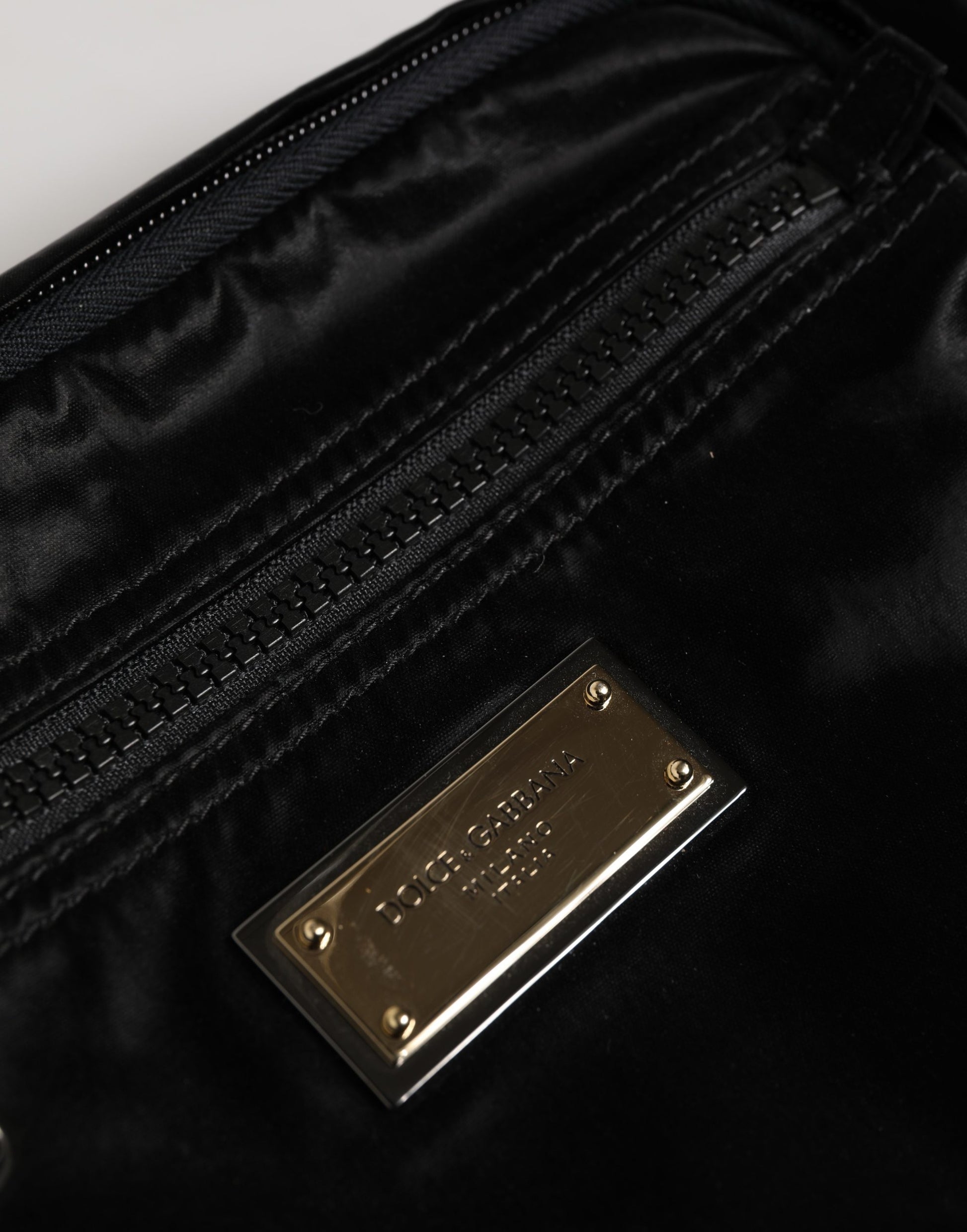 Dolce & Gabbana Black Nylon Brass Plate Bumbag Waist Fanny Pack for Men