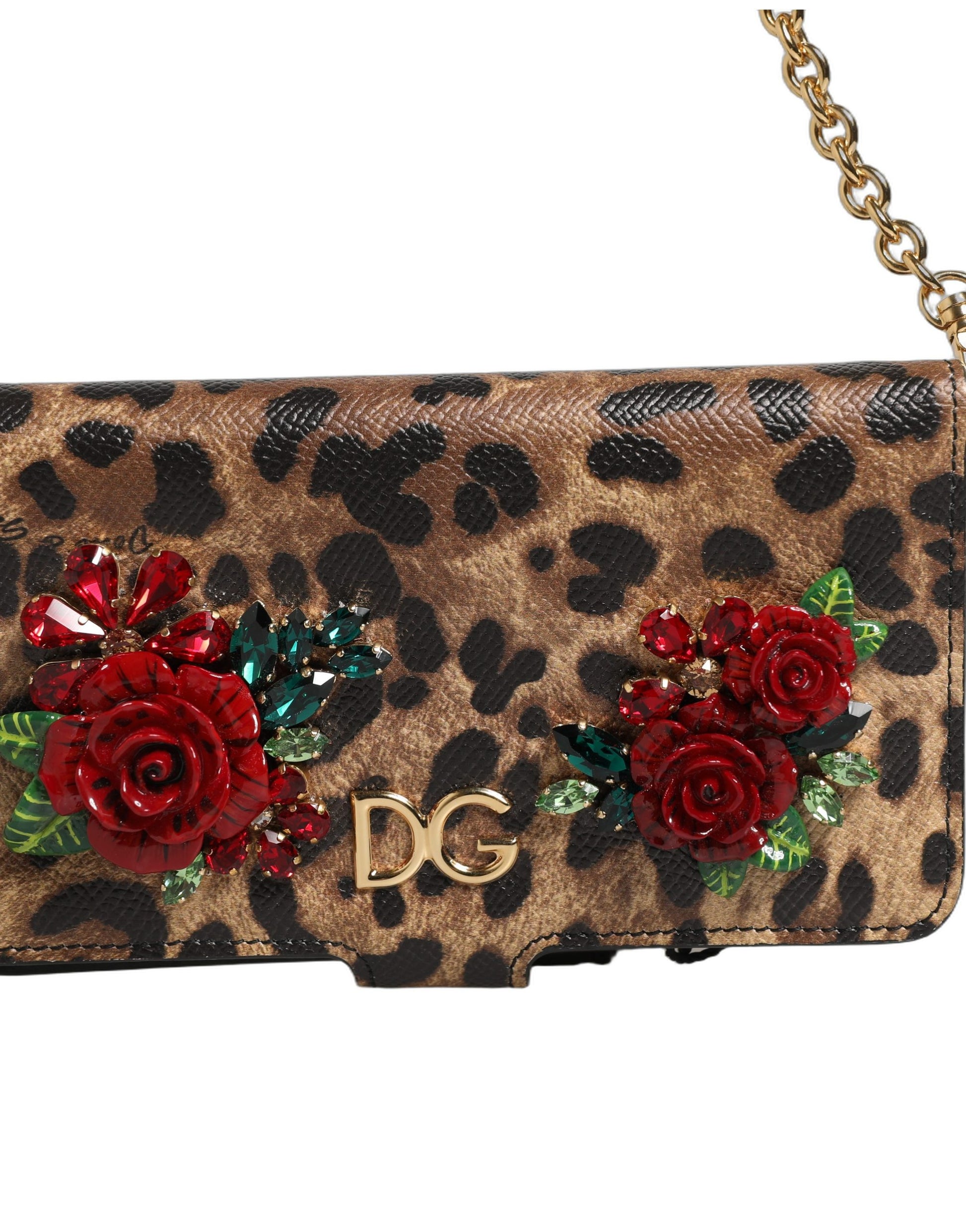 Dolce & Gabbana Brown Leopard Crystal Flip Cover for iPhone X-XS