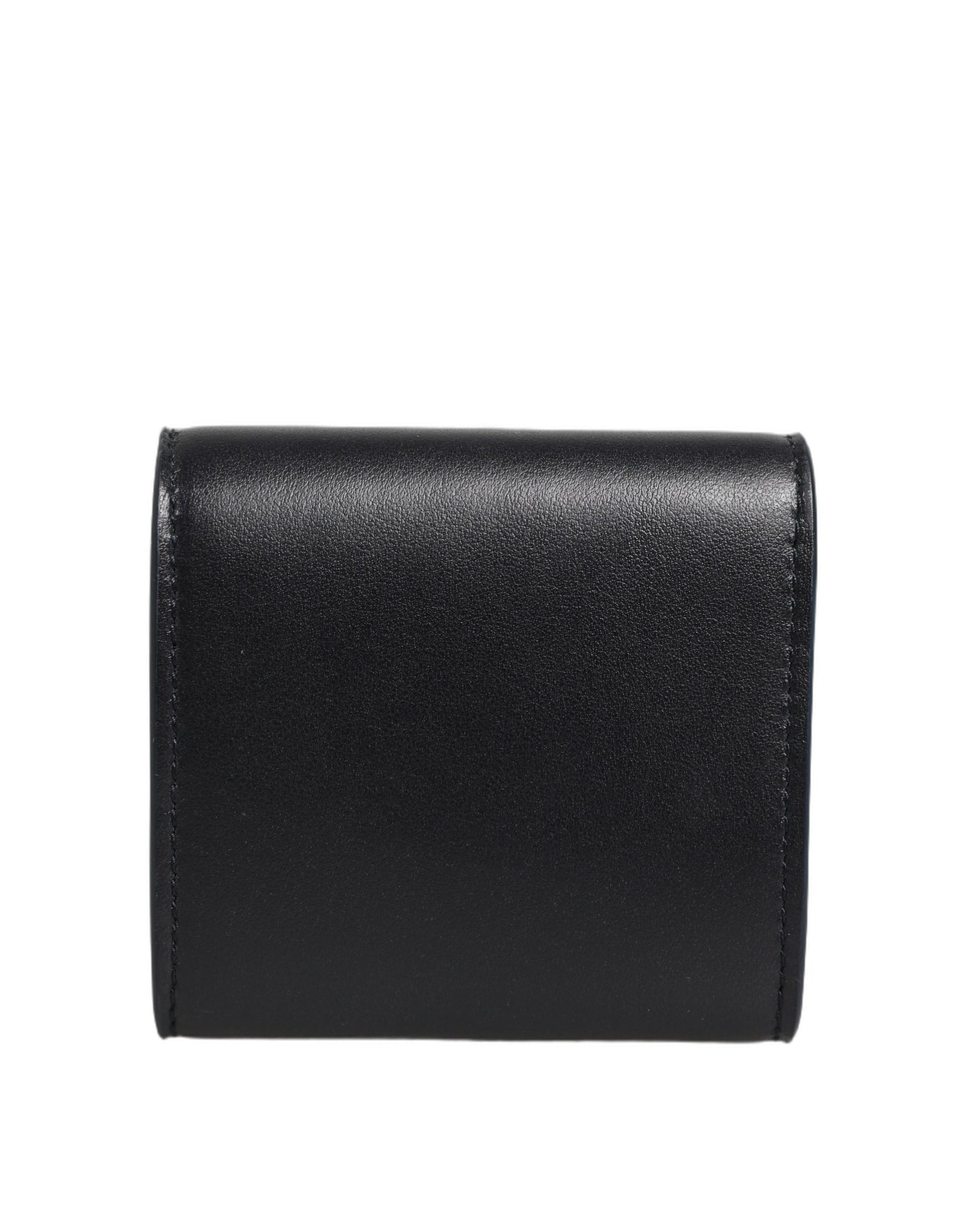 Dolce & Gabbana Black Calfskin Leather Logo Print Bifold Coin Purse Wallet