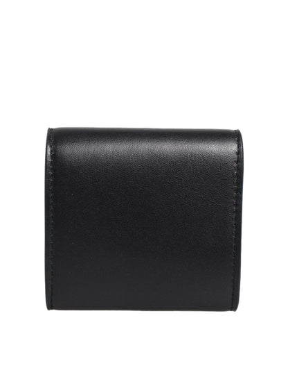 Dolce & Gabbana Black Calfskin Leather Logo Print Bifold Coin Purse Wallet