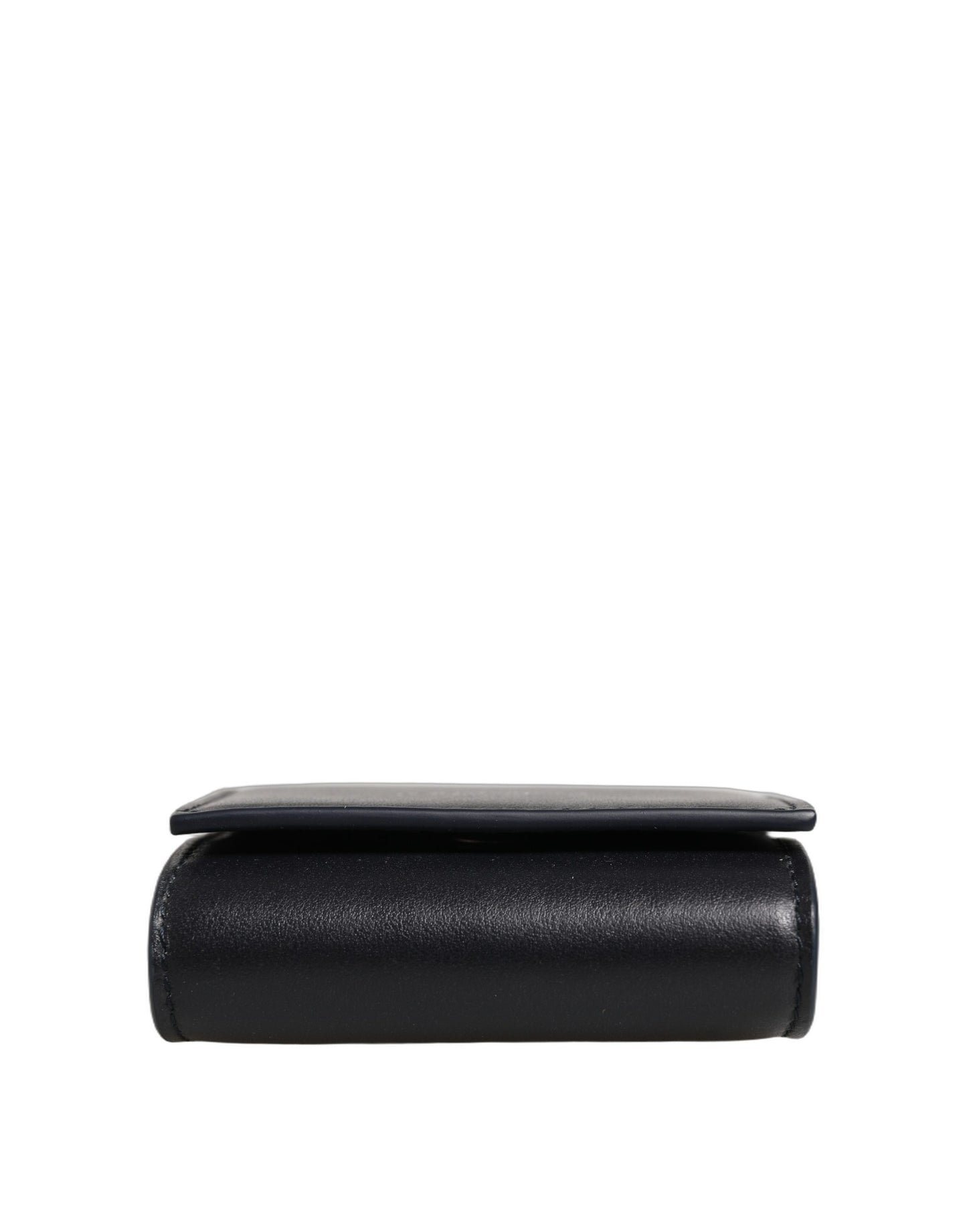 Dolce & Gabbana Black Calfskin Leather Logo Print Bifold Coin Purse Wallet