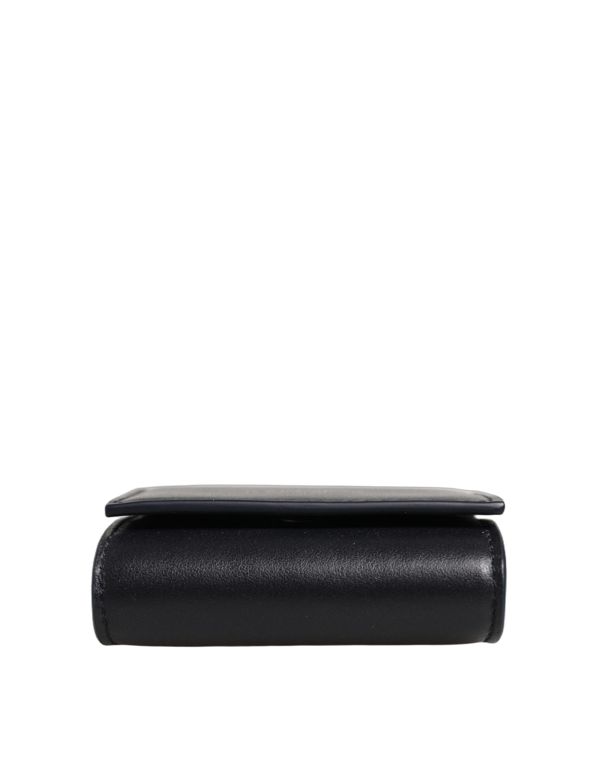 Dolce & Gabbana Black Calfskin Leather Logo Print Bifold Coin Purse Wallet