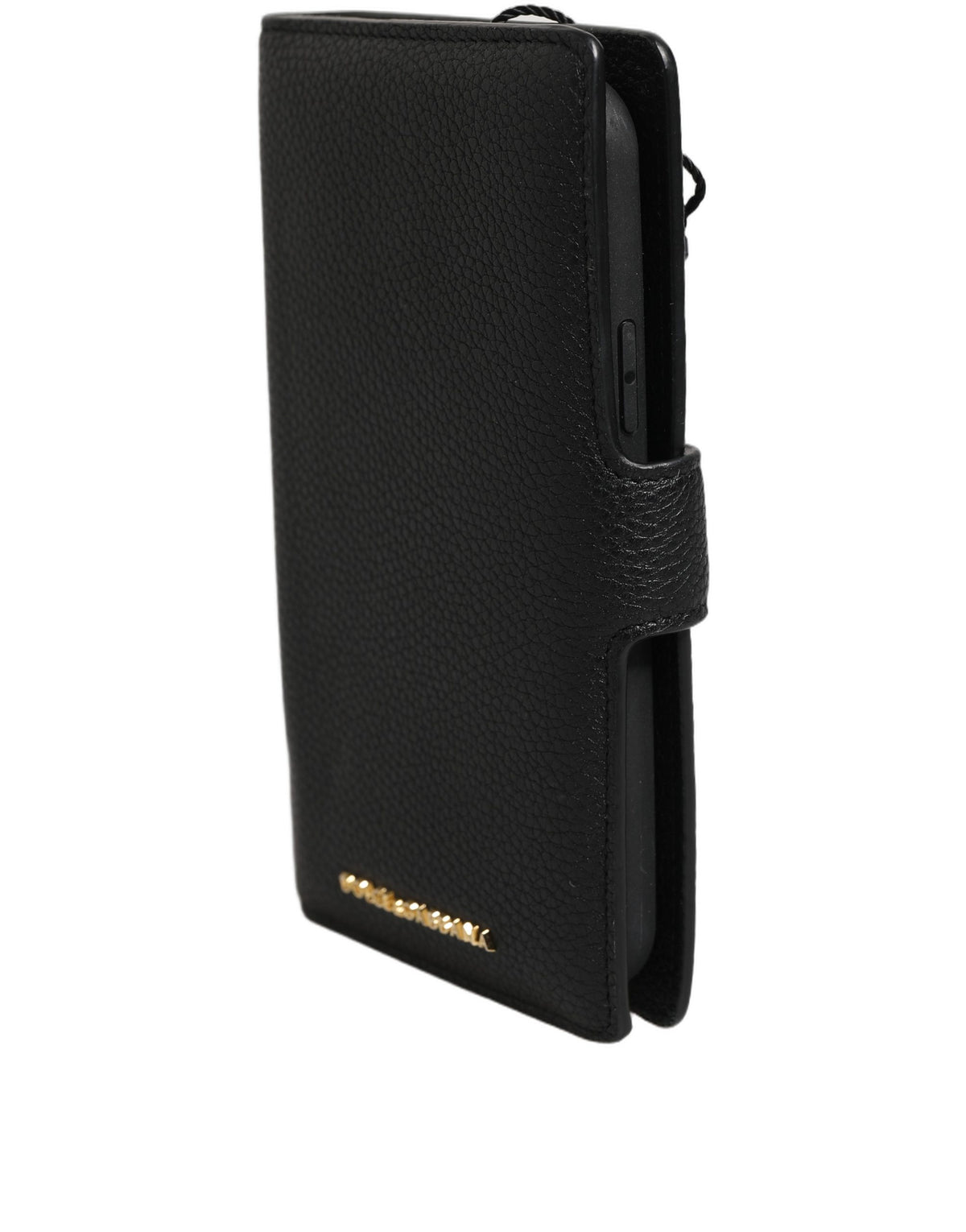 Dolce & Gabbana Black Calf Leather Phone Flip Cover for iPhone 11 Pro