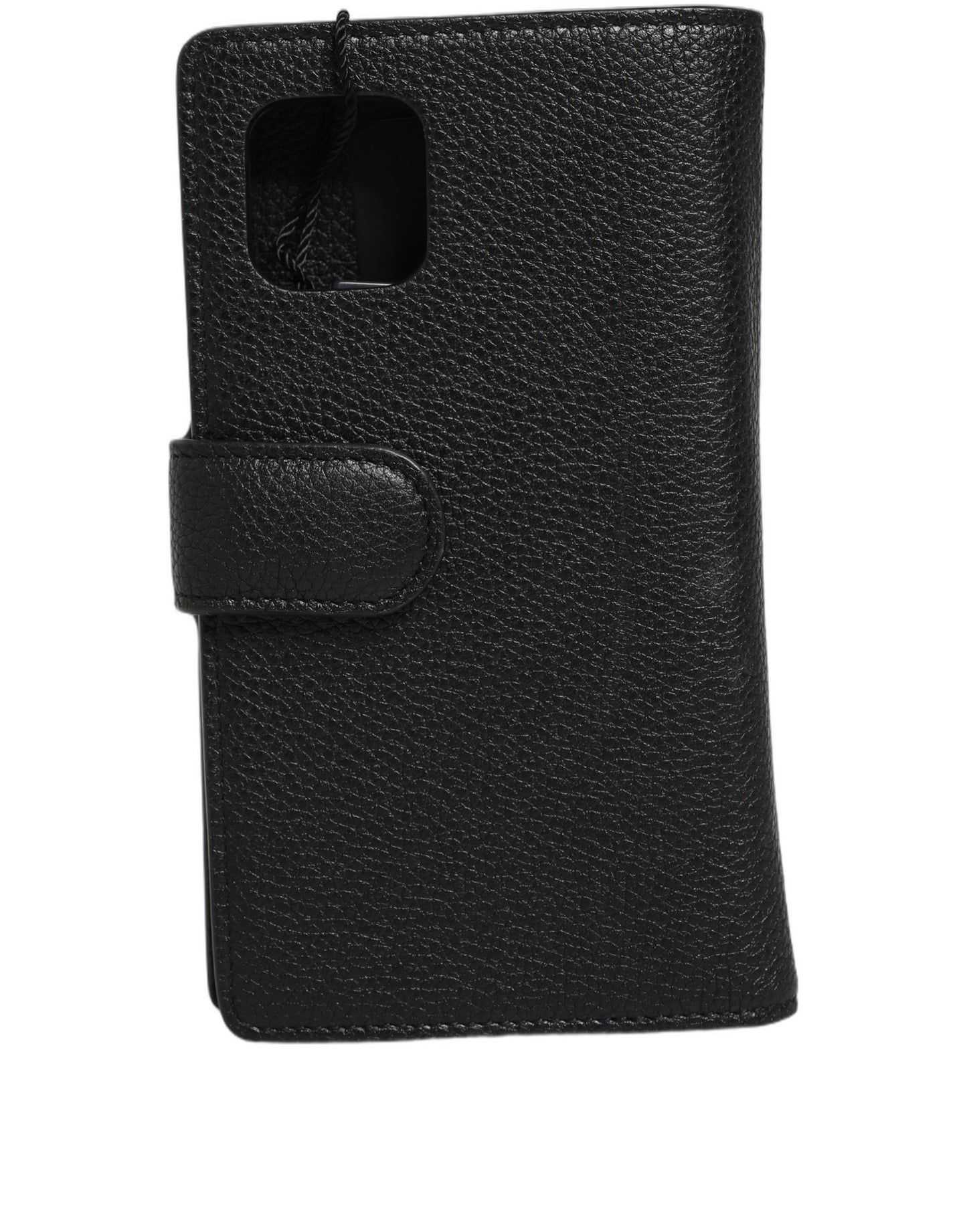 Dolce & Gabbana Black Calf Leather Phone Flip Cover for iPhone 11 Pro