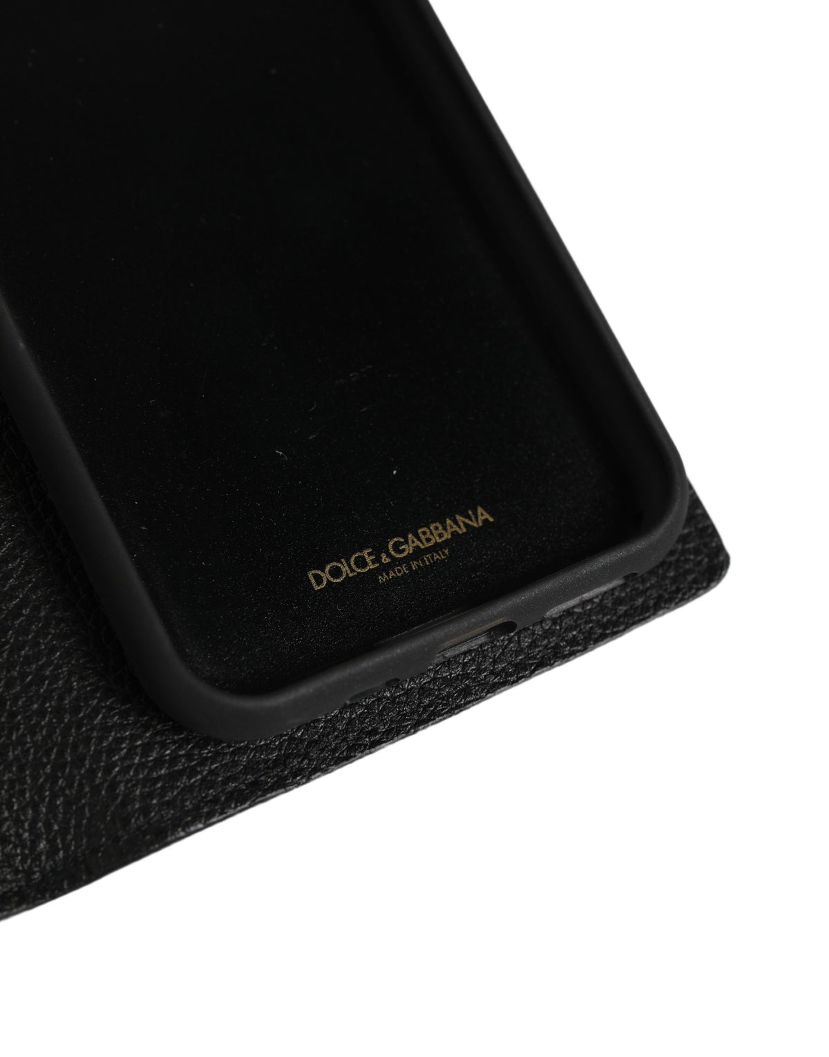 Dolce & Gabbana Black Calf Leather Phone Flip Cover for iPhone 11 Pro